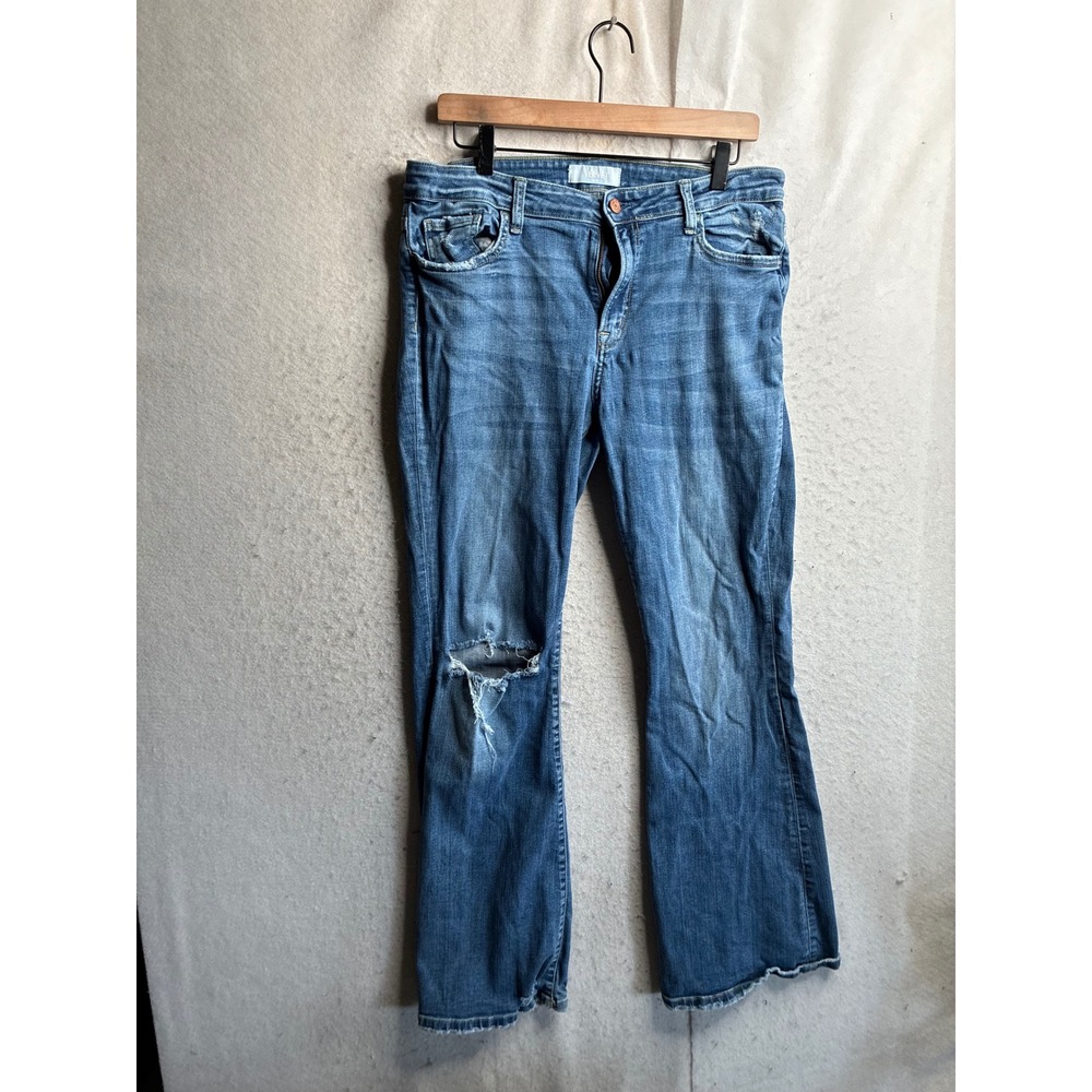Vervet Blue Distressed Flare Jeans Medium Wash Denim T5201 Size 31